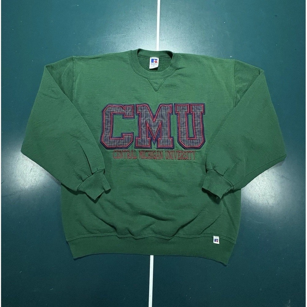 Vtg 90s Central Michigan University Crewneck Sweatshirt Russell Athletic XL USA